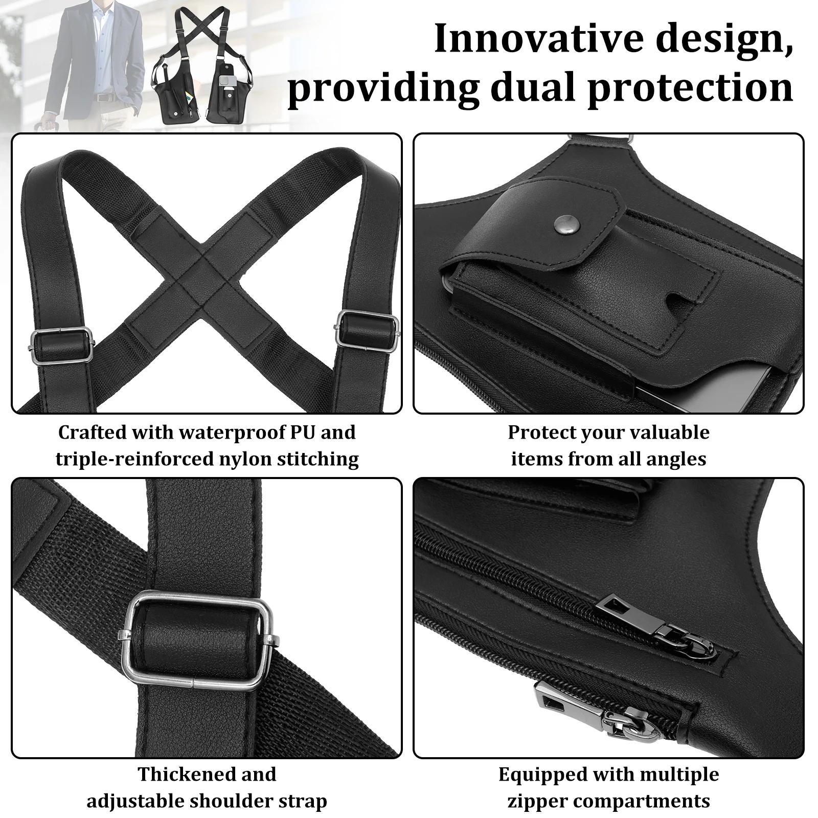 Underarm Anti Theft Bag PU Dou - Fishing Bag Waterproof recension och pris